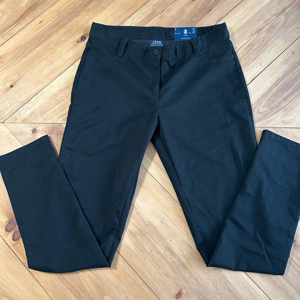 IZOD Black Skinny Stretch Slacks/Pants